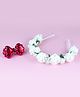 Tia Hair Accessories Set Of 2 Floral Detailed Tiara Style Hair Band & Sequin Embellished Bow Hair Clip - White & Red