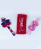 Tia Hair Accessories Set Of 3 Bow Teddy  Strechy Headbands - Red Baby Pink & Blue