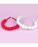 Tia Hair Accessories Set Of 2 Floral Hairbands - Red & White
