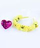 Tia Hair Accessories Set Of 2  Floral Detailed Hair Band & Sequin Heart Embellished Hair Clip - Yellow & Dark Pink