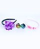 Tia Hair Accessories Set Of 3 Sequin & Flower Applique Embellished Hair Bands & Hair Clip - Lavender, Pink