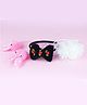 Tia Hair Accessories Set Of 3 Frill Flower & Bunny With Fur Bow & Pearl Embellished Hair Bands - Pink Black & White