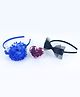 Tia Hair Accessories Set Of 3 Bow & Floral Applique Detailed Hair Bands With Sequin Embellished Hair Clip - Blue Black & Pink