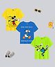 KUCHIPOO Pack Of 3 Half Sleeves Cotton Blend Mickey & Friends Featuring Printed Tees  - Green Blue & Yellow