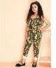 Kids Cave Sleeveless Camouflage Printed & Flounce Detailed Jumpsuit - Green