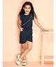Kids Cave Cap Sleeves Seamless Stars Printed & Frill Detailed Jumpsuit - Blue