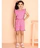 Kids Cave Cap Sleeves All Over Flowers Printed & Frill Detailed Jumpsuit - Pink