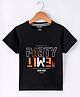 Smarty Boys Cotton Knit Half Sleeves T-Shirt With Text Print - Black