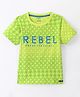 Smarty Boys 100% Cotton Knit Half Sleeves T-Shirt With Text Print - Green