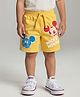 Babyhug Disney Cotton Knit Shorts with Mickey Mouse Graphics - Yellow