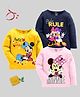 KUCHIPOO Disney Featuring Pack Of 3 Full Sleeves Minnie Mouse & Daisy Duck Printed Tees - Yellow Blue & Light Pink