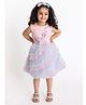 A Little Fable Sleeveless Corsage Embellished & Mesh Layered Dress - Whispering Lavender