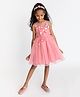 A Little Fable Sleeveless Flower Applique Detailed Provence Cascade Dress - Rose Pink