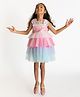 A Little Fable Unicorn Theme Sleeveless Mesh Layered Dress - Multi Color