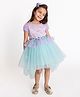 A Little Fable Mermaid Theme Short Sleeves Accordion Bodice Detailed & Sequin Embellished High Low Dress - Multi Color