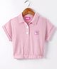 Little Kangaroos  100% Cotton Woven  Half Sleeves Striped Top-Pink