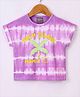 Little Kangaroos Cotton Knit Half Sleeves Tie & Dye Palm Tree Printed T-Shirt - Purple