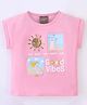 Little Kangaroos Cotton Blend Knit Half Sleeves T-Shirt Pelican Embroidery - Pink