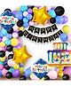 Decor Mantra's Ultimate Birthday Decoration Kit: Cake Foil Balloon Set, Happy Birthday Cut Banner, Balloon Strip Arch, and More for Boys, Girls, and Kids Indoor & Outdoor Celebrations - Pack of 71