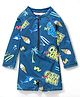 Babyhug Full Sleeves Legged Swimsuit with Text & Ice Cream Print -  Blue