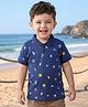 Babyhug Cotton Knit Half Sleeves Beach Theme Printed Polo T-Shirt - Navy Blue
