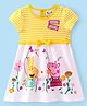 Babyhug 100% Cotton Jersey Knit Half Sleeves Frock Stripes & Peppa Pig Print - White