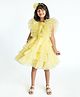 A Little Fable Sleeveless Ruffle Bodice & Sequin Embellished Frill Layered Regalia Dress - Yellow