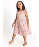 A Little Fable Sleeveless Smocked Bodice Detailed & Motif Designed Dress - Red & White