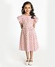 A Little Fable Flutter Half Sleeves Seamless Motif Printed Fit & Flare Dress - Red & White