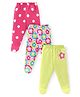 Babyhug Interlock Footed Bootie Legging With Floral Print Pack of 3 - Pink & Green
