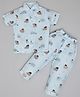 Kiwi Half Sleeves Bear Printed Cotton  Night  Suit - Blue