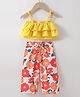 Kookie Kids Sleeveless Layered Top & Pant Set Floral Print - Yellow