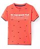 Smarty Boys 100% Premium Cotton Sinker Knit Half Sleeves T-Shirt Text Print - Aerospace Orange