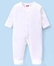 Babyhug Cotton Interlock Knit Full Sleeves Sleepsuit - White