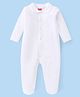 Babyhug Interlock Full Sleeves Front Open Solid Sleepsuit with Peter Pan Collar - White