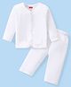 Babyhug Interlock Knit Full Sleeves Night Suit - White
