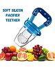 BitFeex Silicone Food Fruit Nibbler with Extra Mesh Soft Pacifier Feeder Teether for Infant Baby Elegant Blue BPA Free