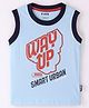 Fido Single Jersey Sleeveless T-Shirt Way Up Text Print - Sky Blue