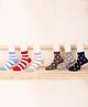 Footprints Organic Cotton Pack Of 6 Bamboo Striped & Star Printed Super Soft Socks - White & Grey