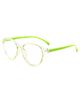 SYGA Children's Lightweight Anti-Blue Light Glasses Round Frame Comfortable Kids For Age 4-12Years old (Transparent green frame green legs)
