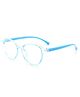 SYGA Children's Lightweight Anti-Blue Light Glasses Round Frame Comfortable Kids For Age 4-12Years old(Transparent blue frame blue legs)