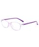 SYGA Children's Anti-Blue Light Glasses Round Full Frame Lightweight Glasses Suitable For Age 4-12Years old(Transparent purple frame purple legs)