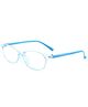 SYGA Children's Anti-Blue Light Glasses Round Full Frame Lightweight Glasses Suitable For Age 4-12Years old (Transparent blue frame blue legs)