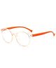 SYGA Children's Anti-Blue Light Glasses Lightweight Round Flat Glasses Frames For 4-12 Years old Kids (Transparent orange frame orange legs)