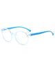 SYGA Children's Anti-Blue Light Glasses Lightweight Round Flat Glasses Frames For 4-12 Years old Kids (Transparent blue frame blue legs)