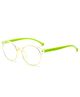 SYGA Children's Anti-Blue Light Glasses Lightweight Round Flat Glasses Frames For 4-12 Years old Kids (Transparent green frame green legs)
