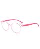 SYGA Children's Anti-Blue Light Glasses Lightweight Round Flat Glasses Frames For 4-12 Years old Kids (Transparent pink frame pink legs)