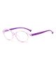 SYGA Children's Anti-Blue Light Eyeglasses Round Frame For Unisex kids 4-12 Years old(Transparent purple frame purple legs / transparent)
