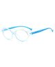 SYGA Children's Anti-Blue Light Eyeglasses Round Frame For Unisex kids 4-12 Years old(Transparent blue frame blue legs / Transparent)