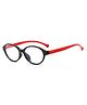SYGA Children's Anti-Blue Light Eyeglasses Round Frame For Unisex kids 4-12 Years old(Black frame red legs / transparent)